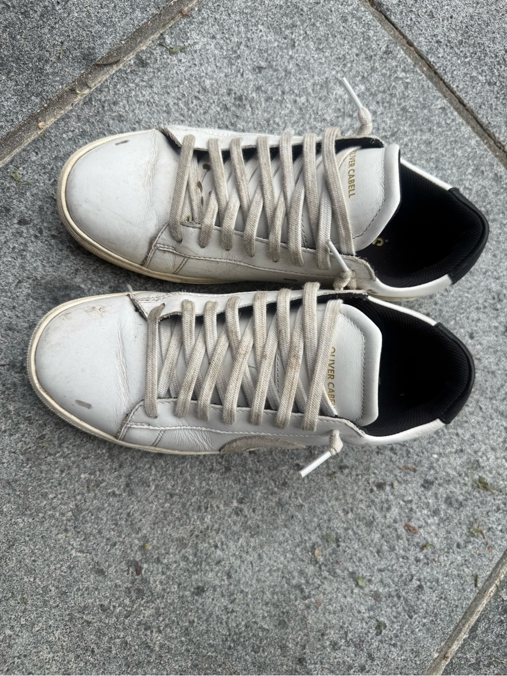 Oliver Cabell White Sneakers with Black Heel and Gold Logo